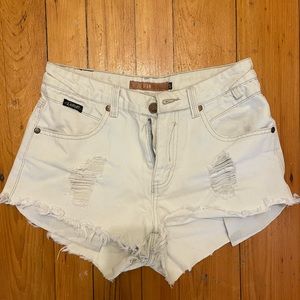 Refuge mid rise white jean cutoff shorts
